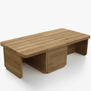 Rectangle Modular Slatted Teak Wood Outdoor Coffee Table